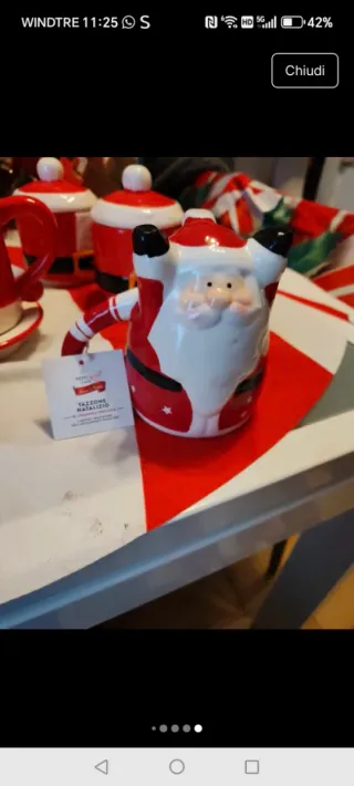 Set Natalizio Ceramica Rosso Bianco