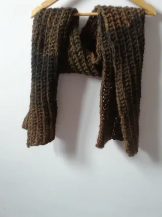 Bufanda lana tejida a mano marrón degradado