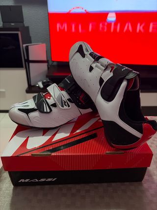 Zapatillas Ciclismo Carretera Massi Blancas