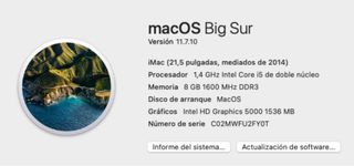 IMAC 21,5 Core i5 1,4GHz 8GB RAM 500GB SSD