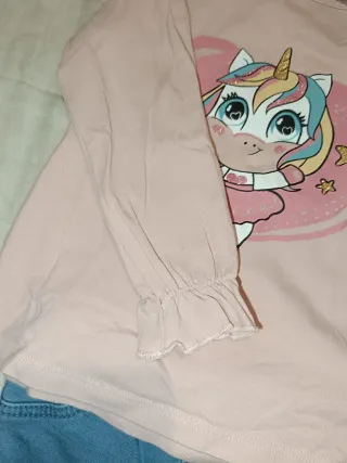 Conjunto unicornio niña rosa y vaqueros Talla 24m