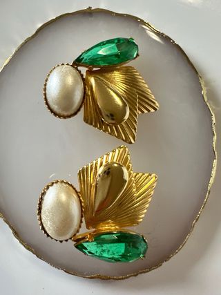 Orecchini clip vintage cristalli dorati