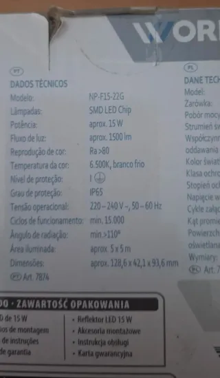 Foco LED 15W WORKZONE Interior/Exterior