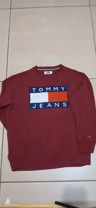 Felpa Tommy Hilfiger Logo Rosso Bianco