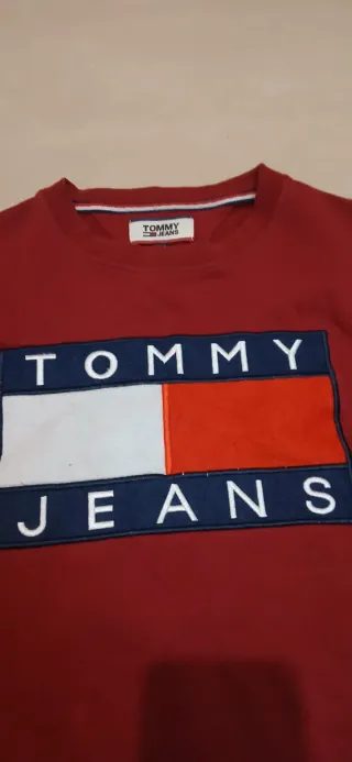 Felpa Tommy Hilfiger Logo Rosso Bianco