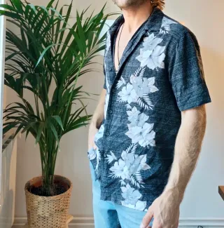Camisa Hawaiana Flores Hombre