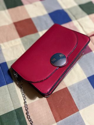 Bolso de hombro Stradivarius rojo y marrón