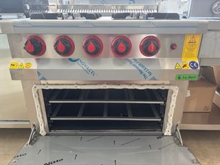 Cocina industrial 4 fuegos gas fondo 80 con horno