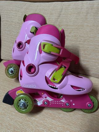 Patines Oxelo niña rosas con protecciones