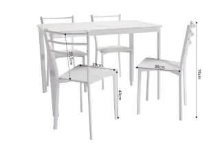 Mesa de comedor blanca con 4 sillas