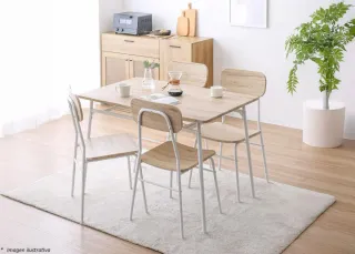 Mesa de comedor blanca con 4 sillas