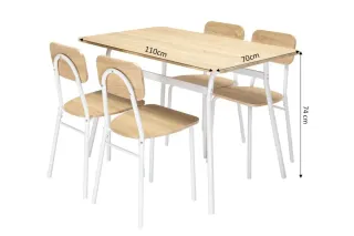 Mesa de comedor blanca con 4 sillas