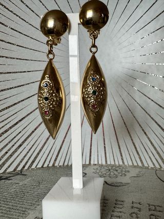 Orecchini clip vintage anni 80 oro multicolor