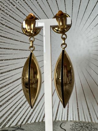 Orecchini clip vintage anni 80 oro multicolor