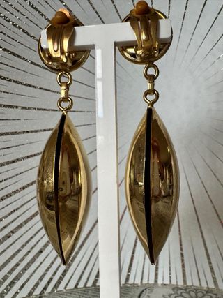 Orecchini clip vintage anni 80 oro multicolor