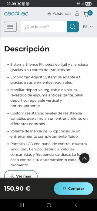 Bicicleta Estática Cecotec DrumFit In