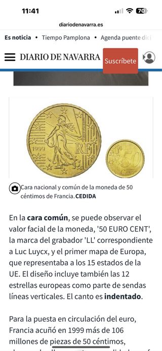 Moneda 50 céntimos Francia 1999