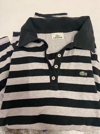 Polo Lacoste Rayas Gris y Negro Talla L/42