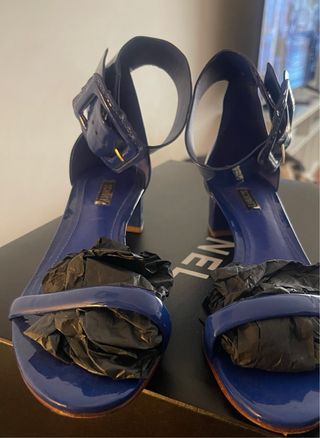 Sandali Schutz Blu Tacco Basso Tg 38