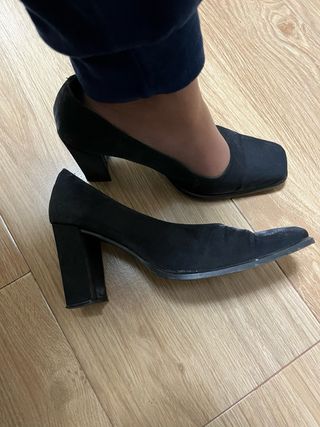 Zapatos de tacón negros con brillos  mujer