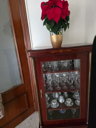 Vitrina de salón madera y cristal