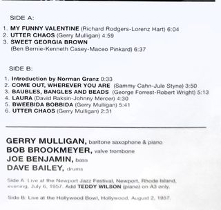 Gerry Mulligan Quartet - The Newport & Hollywood B