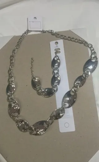 Set Collana e Bracciale Argento Ovali