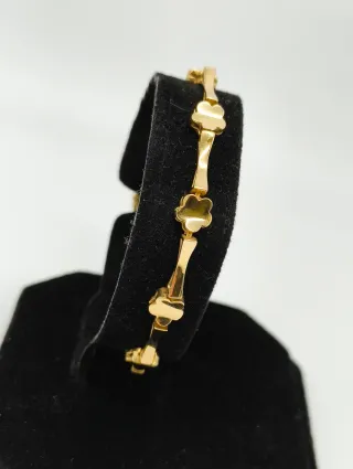 Pulsera Dama Oro 18kt eslabones barra y forma flor