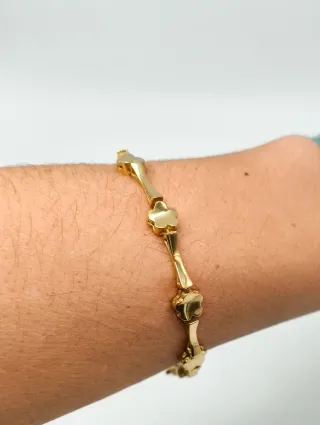 Pulsera Dama Oro 18kt eslabones barra y forma flor