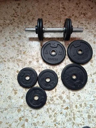 Mancuernas y discos de pesas
