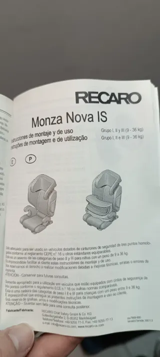 Silla Coche Recaro Monza Nova Is