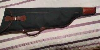 Funda escopeta caza cuero y lona