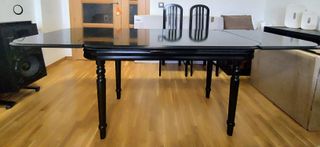 Mesa de salón extensible de madera/lacado negro