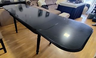 Mesa de salón extensible de madera/lacado negro