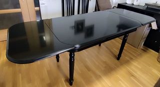 Mesa de salón extensible de madera/lacado negro