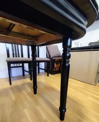 Mesa de salón extensible de madera/lacado negro