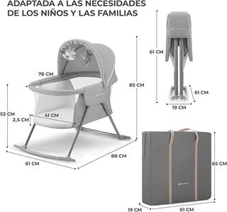 Cuna Kinderkraft Lovi Moisés Bebé Gris