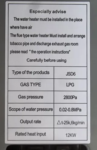 Calentador de agua 6L