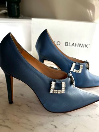 Manolo Blahnik Zapatos Stanisla 105 Raso Cristales