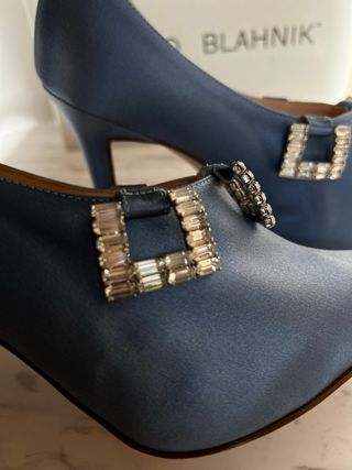 Manolo Blahnik Zapatos Stanisla 105 Raso Cristales