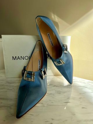 Manolo Blahnik Zapatos Stanisla 105 Raso Cristales