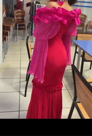 Vestido boda gitana rosa y rojo