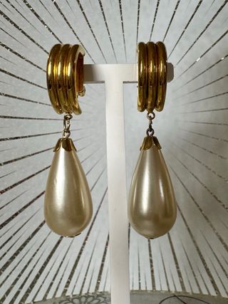 Orecchini clip vintage anni 80 oro perla