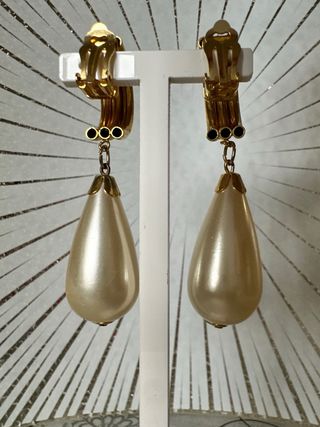 Orecchini clip vintage anni 80 oro perla