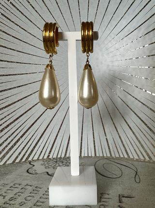 Orecchini clip vintage anni 80 oro perla