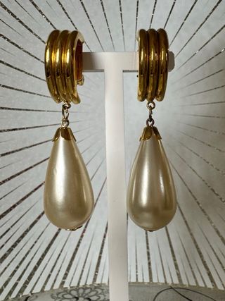 Orecchini clip vintage anni 80 oro perla