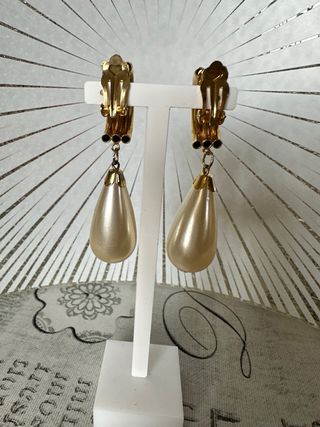 Orecchini clip vintage anni 80 oro perla