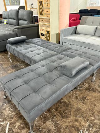 Sofá Cama Gris Terciopelo - Envio gratis