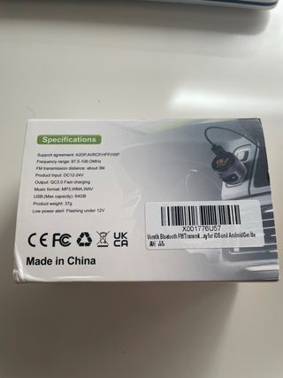 Transmisor FM Bluetooth Coche