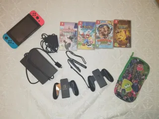 Nintendo Switch con 4 juegos y accesorios